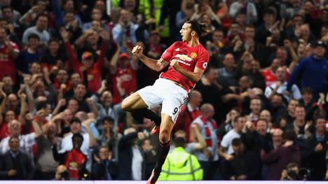 Zlatan Ibrahimovic feiert sein Tor für Manchester United gegen Southampton
