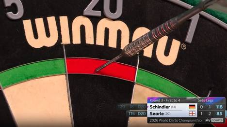 Die Darts-WM 2026 ist für Martin Schindler nach Runde 3 beendet. Gegen einen bärenstarken Ryan Searle ist die deutsche Nummer Eins chancenlos.