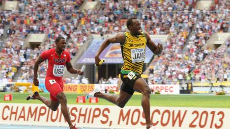 Justin Gatlin (l.) und Usain Bolt bei der Leichtathletik-WM 2013 in Moskau