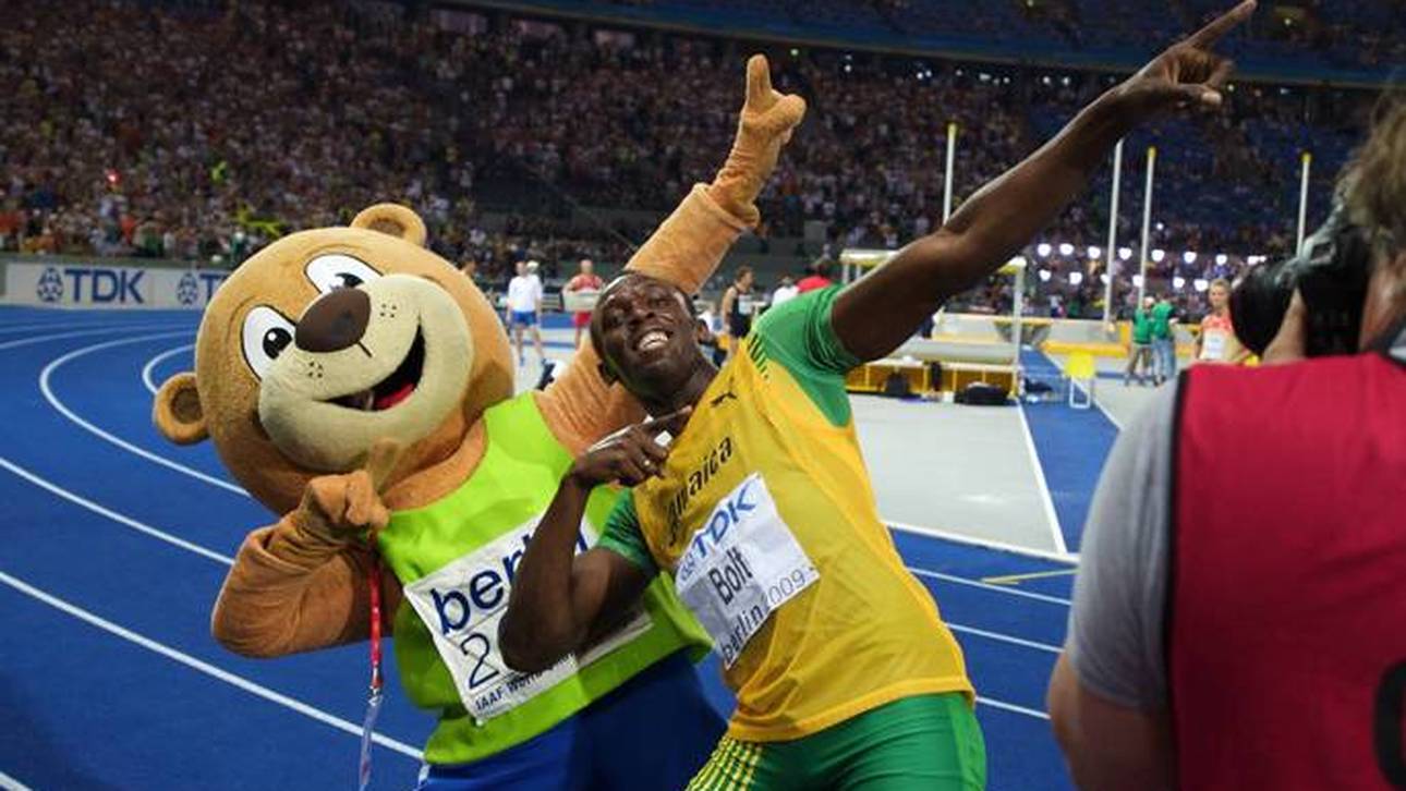 Usain Bolt feierte mit Maskottchen Berlino