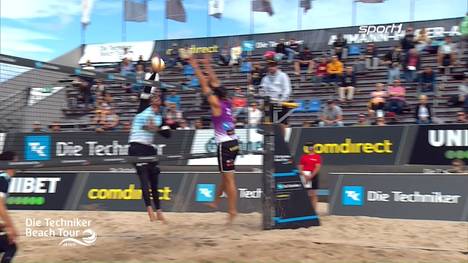 Das Halbfinale verloren, mit Bronze getröstet: Alexander Walkenhorst und Sven Winter gewinnen das Spiel um Platz 3 bei der Deutschen Beachvolleyball-Meisterschaft am Timmendorfer Strand.