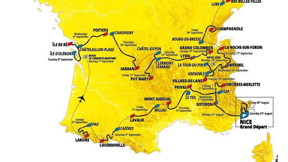Bei der 107. Austragung der legendären Tour de France (ab 29. August täglich im LIVETICKER) stehen für die Fahrer vom Start in Nizza bis zur Ankunft in Paris 21 Etappen auf dem Programm