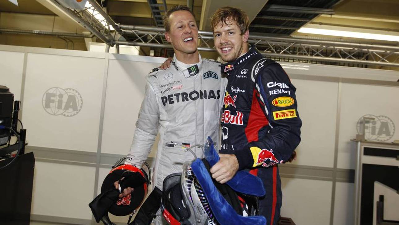 Michael Schumacher (l.) und Sebastian Vettel in November 2012