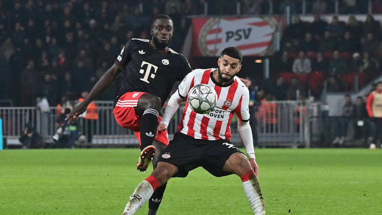 Bald Teamkollegen? Bayerns Dayot Upamecano und Eindhovens Ismael Saibari