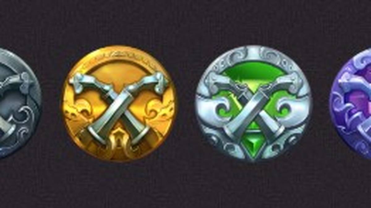 Die Ranglisten-Belohnungssymbole in Legends of Runeterra geordnet nach aufsteigender Wertigkeit.