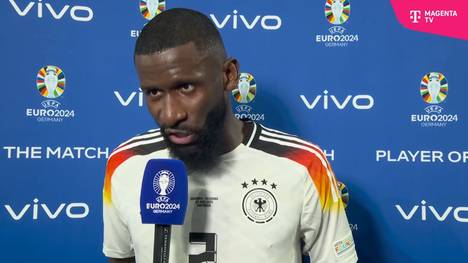 Antonio Rüdiger avanciert im EM-Achtelfinale gegen Dänemark zum "Man of the match". Der Innenverteidiger hebt nach dem 2:0 aber vor allem die Teamleistung heraus.