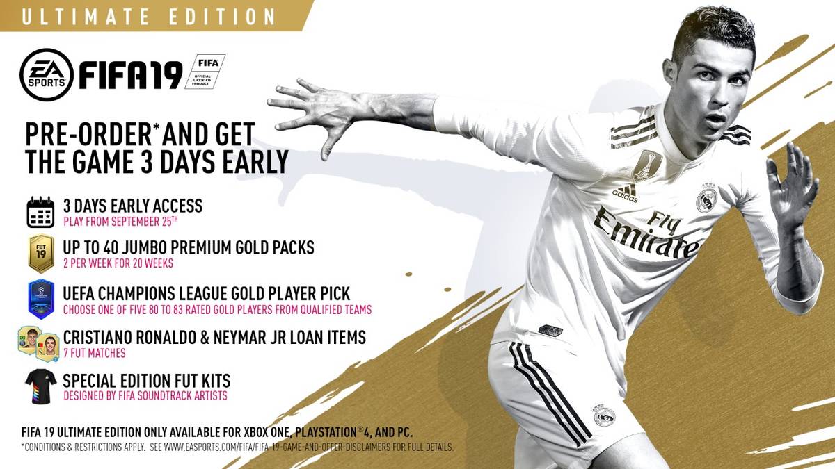 Insgesamt 50 Gold-Packs gibt es neben den anderen Vorzügen in der Ultimate-Edition. Kosten für das Komplettpaket: 99,99 Euro (PS4, Xbox One) und 89,99 Euro (PC). Diese Variante wird nicht für die Nintendo Switch erhältlich sein