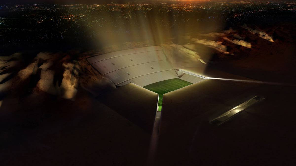 Geplant sind Sitzplätze für 40.000 Zuschauer. Bis wann das sogenannte "Rock Stadium" fertiggestellt sein soll, ist bislang aber noch nicht bekannt