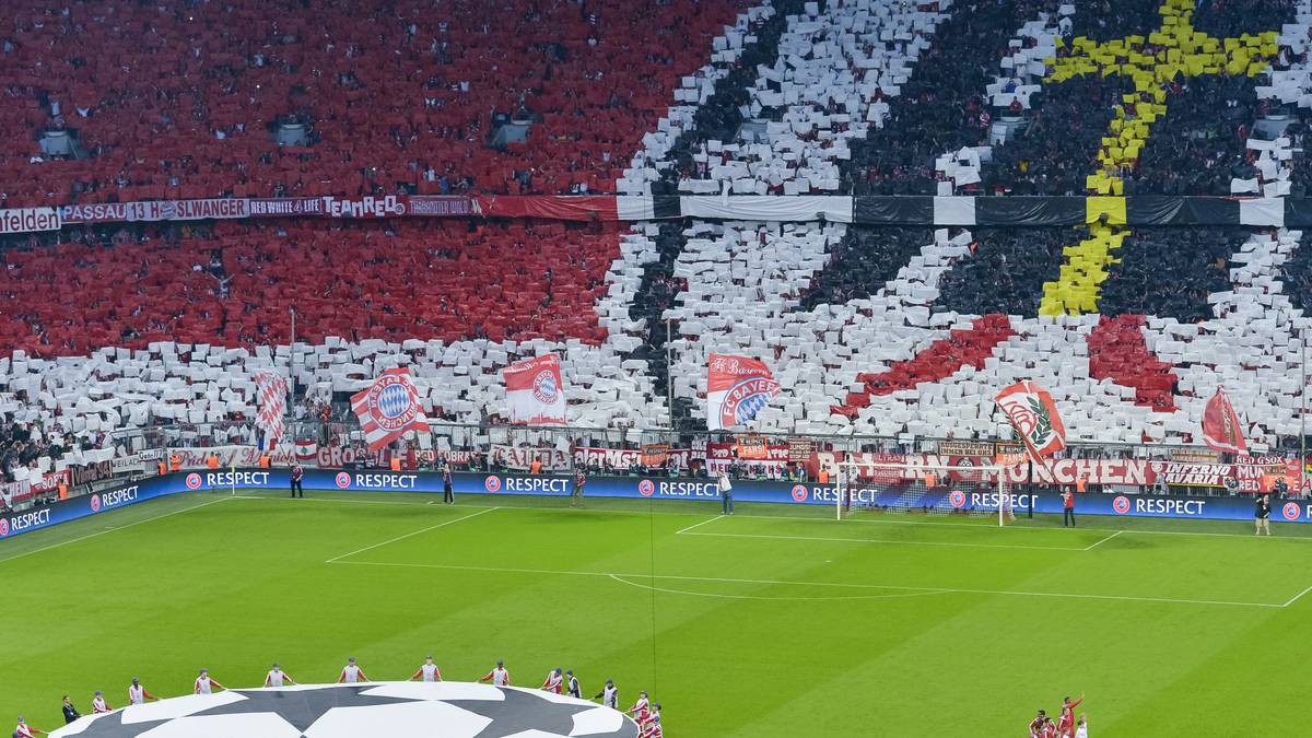Dienstagabend in München: Champions-League-Stimmung! Der letzte große Auftritt der Bayern in dieser Saison? Die Fans hängen sich ins Zeug: Im Hintergrund das städtische Wappen von München
