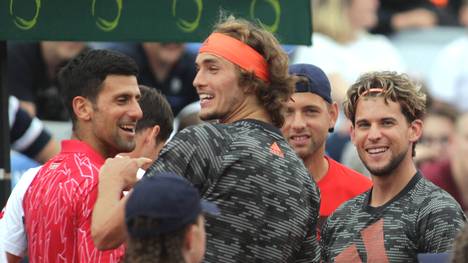 Novak Djokovic, Alexander Zverev und Dominic Thiem (v.l.) bei der Adria Tour