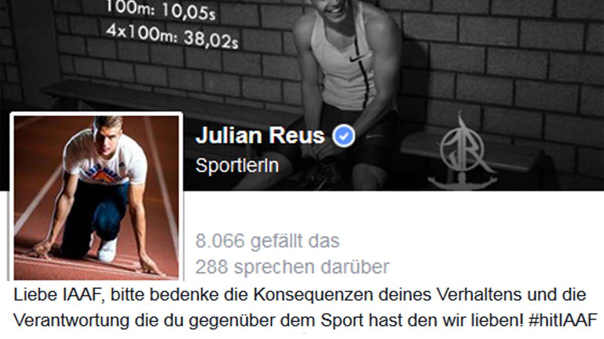 Julian Reus schloss sich via Twitter und Facebook der Aktion #hitIAAF an