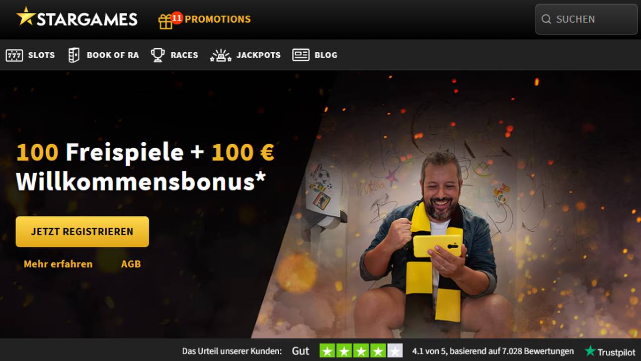 StarGames bietet Neukunden einen 100€ Willkommensbonus plus 100 Freispiele.