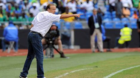 Gabonese head coach Gernot Rohr gives in