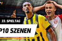 Am 33. Spieltag standen mehrere Joker im Fokus. Sébastien Haller brachte den BVB auf Meisterkurs und der FC Bayern München patzte gegen Leipzig. Zudem stehen bereits der erste Auf- und der erste Absteiger fest. Das sind die Top 10 Szenen des Bundesliga-Spieltags.