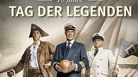 Mit dabei beim "Tag der Legenden": Fabian Boll (l.), Franz Beckenbauer (M.) und Uwe Seeler