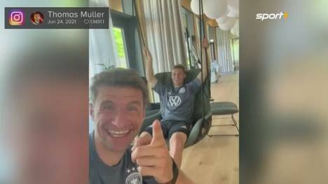 Deutschland steht nach einer Zitterpartie im EM-Achtelfinale. Thomas Müller und Joshua Kimmich flachsen über die Art und Weise des Weiterkommens.
