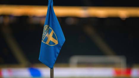 Schwedische Eckfahne im Nationalstadion von Solna