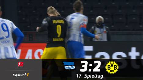Borussia Dortmund lässt beim 2:3 in Berlin erneut wichtige Punkte liegen. Dem Frust lässt Erling Haaland mit einem unsportlichen Rempler gegen Niklas Stark freien Lauf.