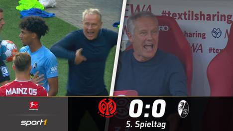 Der SC Freiburg holt auswärts beim FSV Mainz 05 einen Punkt. Eine Szene bringt Gäste-Coach Christian Streich besonders auf die Palme.