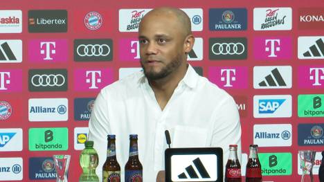 Vincent Kompany ist der neue Trainer des FC Bayern München. Seine ersten Worte auf der PK spricht er direkt auf Deutsch. 