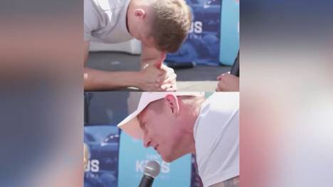 Felix und Toni Kroos treten gegeneinander in vielen verschiedenen Challenges an. Zum Start geht es darum, einen Plank so lange wie möglich zu halten.