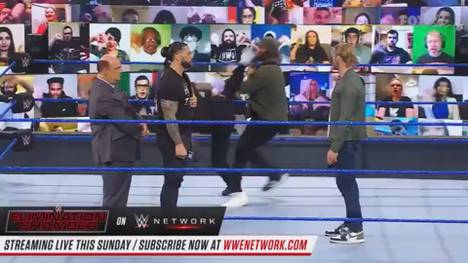 Bei WWE Friday Night SmackDown bringt Universal Champion Roman Reigns Royal-Rumble-Sieger mit einer geflüsterten Ansage aus der Fassung. Was steckt dahinter?