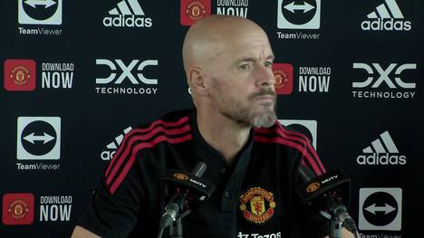 Manchester-United-Trainer Erik ten Hag ist mit der Verhaltensweise von Sky-Reporter Gary Cotterill nicht einverstanden. Bei der PK vor der Partie gegen Southampton kam der Brite nicht zu Wort.