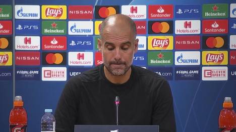 Pep Guardiola scheitert mit Manchester City erneut im Viertelfinale der Champions League. Auf der Pressekonferenz nach der 1:3-Pleite gegen Olympique Lyon zeigt sich der Coach konsterniert.