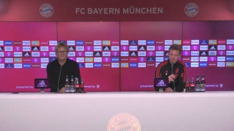 Bayern-Trainer Julian Nagelsmann bedankt sich bei den Medienvertretern, wünscht schon frohe Weihnachten und einen guten Rutsch ins neue Jahr. Außerdem wünscht er sich im neuen Jahr gemeinsam Titel zu sammeln. 