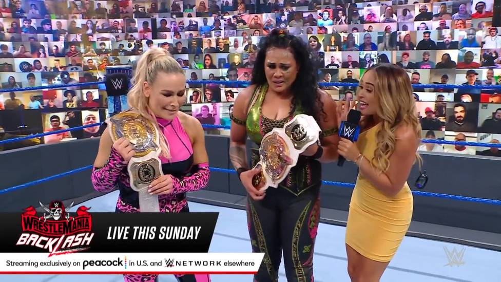Bei WWE Friday Night SmackDown krönt Tamina ihr spätes Karriere-Hoch, indem sie zusammen mit Natalya Nia Jax und Shayna Baszler als Tag-Team-Champions entthront. Danach wird es emotional ...