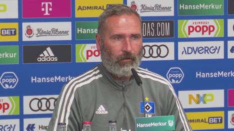 Auf der Pressekonferenz vor dem Relegationshinspiel des Hamburger SV gegen den VfB Stuttgart spricht Trainer Tim Walter über den "Rückschlag", in die Relegation zu müssen.