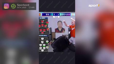 Manchester United verliert in der Champions League gegen Galatasaray Istanbul. Ein südkoreanischer Fan zerlegt während dem Spiel seine Inneneinrichtung. 
