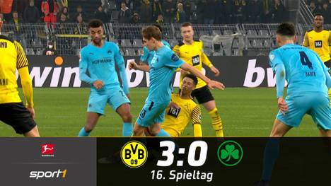 Borussia Dortmund setzt sich gegen Tabellenschlusslicht SpVgg Greuther Fürth mit 3:0 durch.  Auch dank Torgarant Erling Haaland. Bellingham hingegen wäre vor der Pause beinahe mit Gelb-Rot vom Platz geflogen.