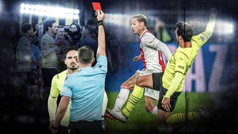 Mats Hummels sah beim Spiel gegen Ajax Amsterdam bereits früh die rote Karte. Der 32-Jährige sagte zu seinem Platzverweis, es sei "eine absurde Fehlentscheidung" des Schiedsrichters gewesen.