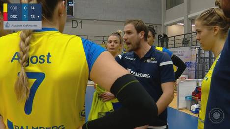 Der Dresdner SC dominierte das Spitzenspiel der Volleyball Bundesliga gegen Schwerin fast nach Belieben. Einzig SSC-Coach Koslowski schien sich gegen die Niederlage zu wehren.