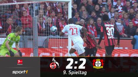 Der 1. FC Köln und Leverkusen trennen sich 2:2. Bayer Leverkusen verspielt gegen den 1. FC Köln eine 2:0 Führung. Antony Modeste rettet den Kölnern in der zweiten Hälfte mit seinem Doppelpack einen Punkt. 