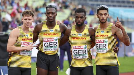 Die deutsche Männer-Staffel hat im EM-Vorlauf in München über 4x100 Meter einen deutschen Rekord aufgestellt. In 37,97 verbuchten die Deutschen zudem die Vorlaufbestzeit. 
