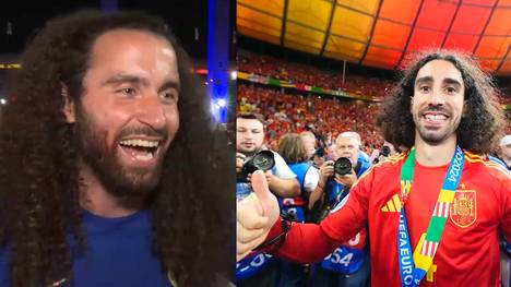 Nach dem packenden Finale feierte ein Fan, der Marc Cucurella veblüffend ähnelt, den EM-Sieg Spaniens gegen England in einem ausgelassenen Jubel.