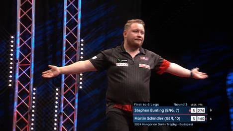 Martin Schindler sorgt bei der Hungarian Darts Trophy mit einem 9-Darter gegen Stephen Bunting für völlige Ekstase. 