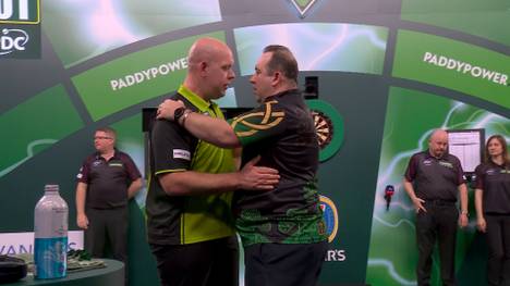 Michael van Gerwen gewinnt in der dritten Runde der Darts WM 2025 mit 4:2 gegen Brandon Dolan und zieht ins Achtelfinale ein.