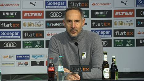 Borussia Mönchengladbach verliert das Derby bitter zu Hause gegen Leverkusen mit 1:2. Trainer Adi Hütter äußert sich zu Nationalspieler Matthias Ginter, der auf die Bank musste.