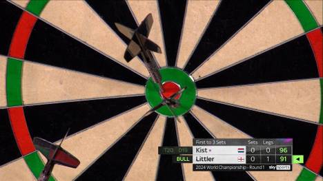 Debütant Luke Littler mit einem spektakulären Auftritt im Ally Pally. Der Youngster zaubert einen 106er-Average ans Board.