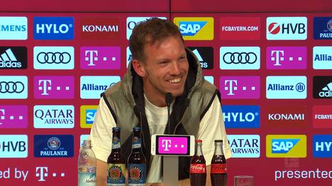 Für Julian Nagelsmann ist die Meisterschaft mit dem FC Bayern München der erste Titel als Cheftrainer. Auf der Pressekonferenz verrät er, wie er diesen Triumph feiert. 