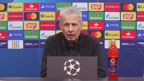 Lucien Favre freut sich über den klaren BVB-Erfolg im zweiten Duell mit dem FC Brügge. Auch das Freistoßtor von Jadon Sancho macht den BVB-Trainer glücklich.