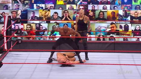 Bei WWE Monday Night RAW schaltet sich ein Überraschungsgast aus dem SmackDown-Kader ein: King Corbin hilft WWE-Champ Bobby Lashley gegen Drew McIntyre.