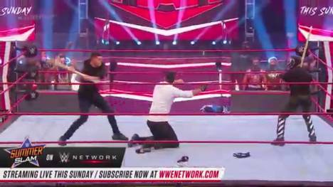 Rey Mysterio feiert bei WWE Monday Night RAW sein Comeback nach dem Ekel-Match gegen Seth Rollins - und steht Sohn Dominik bei.