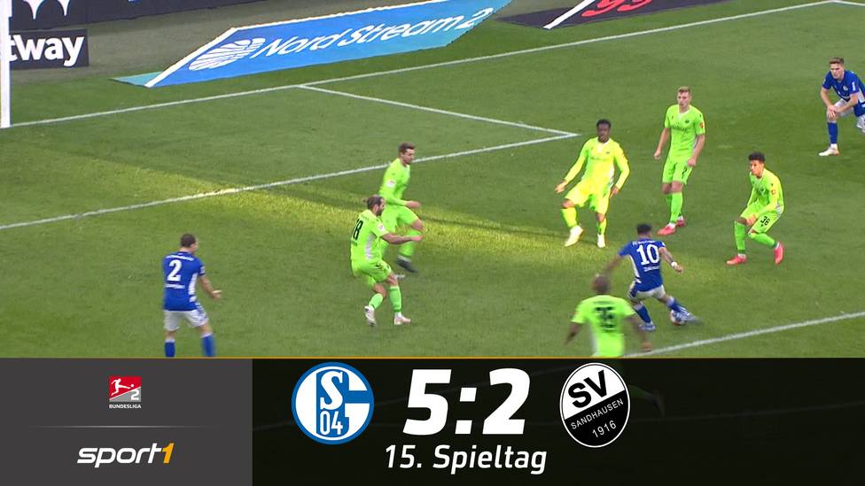 Schalke 04 hält in der 2. Bundesliga durch ein 5:2 gegen Sandhausen den Kontakt zu den anvisierten Aufstiegsplätzen. Dabei mussten die Knappen ohne Top-Torjäger Simon Terodde auskommen.
