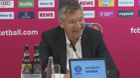 Bayern-Präsident Herbert Hainer spricht auf der Pressekonferenz vor dem Spiel gegen Ulm über die Titelchancen der Münchener, sowie über den SAP-Garden und das Standing im Basketball in Deutschland.
